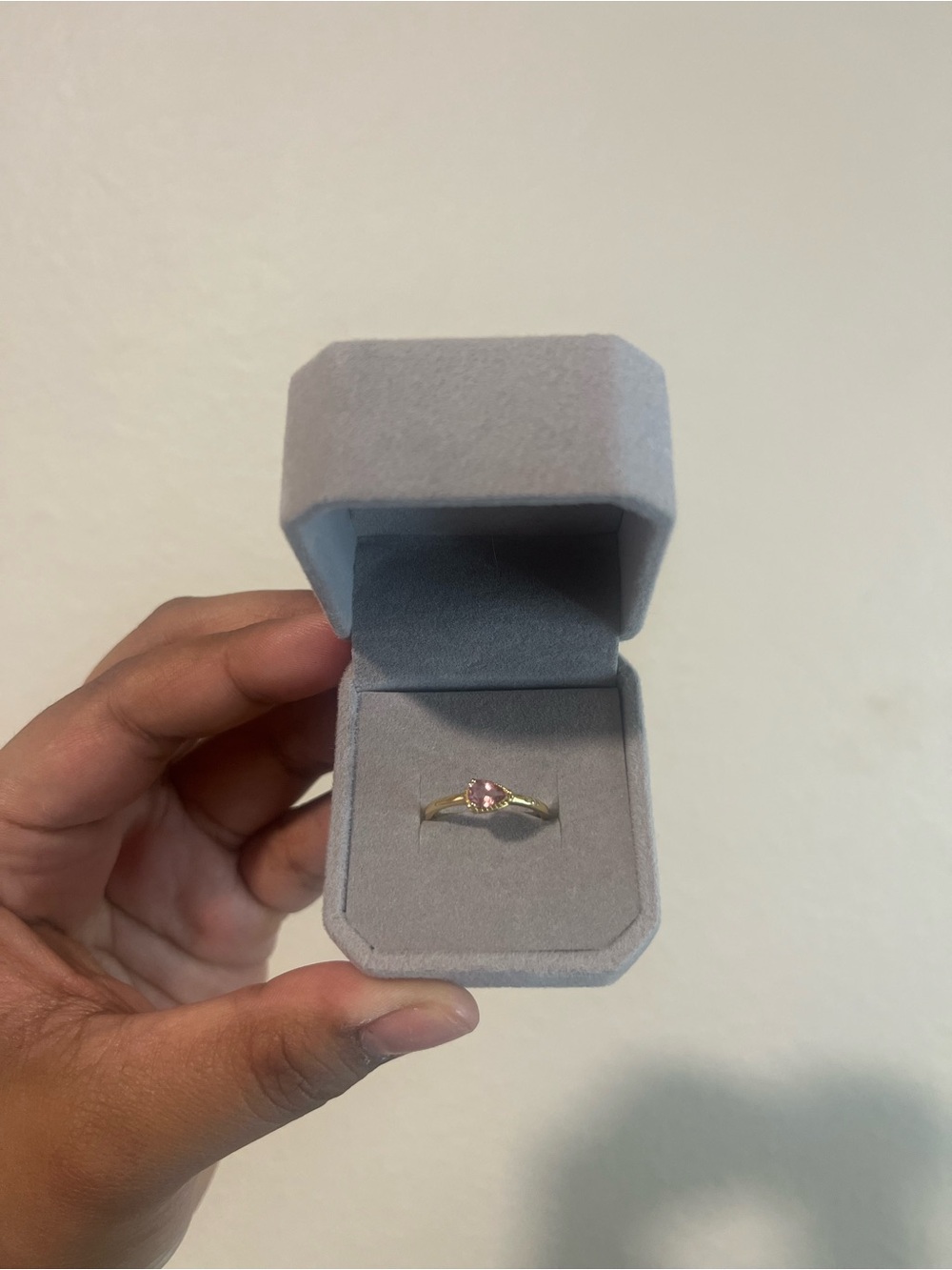 Gold Pink Tourmaline Adjustable Ring